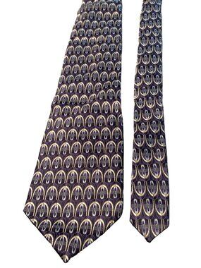Stafford Mens Silk Tie Purple and Gold Geometric Pattern Necktie